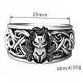 Vintage silver-plated fox ring for men featuring detailed Celtic knotwork engraving - Adjustable Open / Ninetales Fox