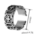 Vintage Thai silver style men's cross ring with 18mm width and 4.2g weight detail - Adjustable Open / Cross