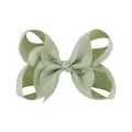 Elegant sage green grosgrain ribbon hair bow clip for girls and kids hair styling - Bean Green (567)
