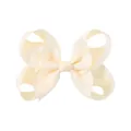 Elegant cream grosgrain ribbon bow hair clip for girls, large boutique hair accessory - Off-White (810)