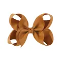 Large caramel grosgrain ribbon hair bow clip for girls' boutique hair accessories. - Caramel (785)