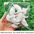 Set of 4 White Peace Dove Hanging Ornaments for Creative Home and Event Decoration - 4 Pieces/Pack (Includes String)