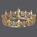 Prachtige vintage gouden koningskroon met fonkelende kristallen druppels en filigraan design - Gouden Veelzijdige Luxe Kroon Ts-j2842g