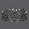 Vintage koningskroon in gunmetal-finish met leliepatronen en sprankelende heldere strass-steentjes - Gunmetal Black Veelzijdige Luxe Kroon Ts-j2842gm