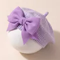 Béret tricoté violet pour bébé avec un grand nœud, doux et élégant - Violet
