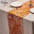 Chemin de table en maille orange métallisé pour décoration de mariage et fête, 11x236in - Orange