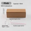 Cuchara de vidrio de mango largo rosa resistente al calor con escala de medida - Cuchara de sopa con escala / Rosa