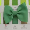 Handgemaakte groene grosgrain lint strik haarspeld op kleurenkaart voor de baby's - 564