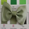Zachtgroene geribbelde grosgrain strik haarspeld voor kinderen en kleintjes - 567