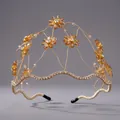 Serre-tête élégant à fleurs en cristal doré fait à la main pour mariée et photoshoots - Serre-tête en cristal polyvalent (TS-J3315GXB) / Champagne