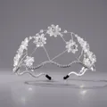 Serre-tête floral en cristal fait main exquis avec perles étincelantes pour mariée - Serre-tête en cristal polyvalent (TS-J3315S) / Argent