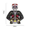 Mexicaanse Dag van de Doden deurdecoratie met kleurrijk skelet en rozen, 120x102cm - Onregelmatige Vorm 1 / 120x102cm/Pak / 100D Polyester