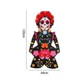 Kleurrijke Mexicaanse Dag van de Doden deurbanner met bloemenschedelontwerp 120x64cm - 100D Polyester / Onregelmatige Vorm 2