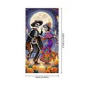 Dag van de Doden skelet deur cover banner decoratie, 90x180cm feestelijke achtergrond - Deurbekleding 1 / 180x90cm/Pak / 100D Polyester