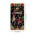 Luxe Dag van de Doden deur banner met een kleurrijk skelet ontwerp 180x90cm groot - Deurbekleding 2 / 180x90cm/Pak / 100D Polyester