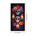 Day of the Dead door cover with sugar skulls and flowers, 90x180cm party banner - Door Cover 5 / 180x90cm/Pack / 100D Polyester