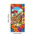 Day of the Dead Mexican party door cover banner with skeletons and flowers 180x90cm - Door Cover 9 / 180x90cm/Pack / 100D Polyester