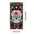 180x90cm Day of the Dead door cover with colorful sugar skull design - 100D Polyester / Door Cover 12