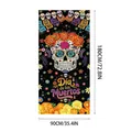 Day of the Dead themed door cover banner with colorful sugar skull and flowers - 100D Polyester / Door Cover 14