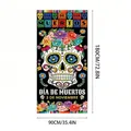 Day of the Dead skeleton door banner for Mexican Halloween party decor, 180x90cm. - 100D Polyester / Door Cover 18