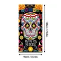 Mexican Day of the Dead door banner with colorful sugar skull design, 180x90cm size - 100D Polyester / Door Cover 23
