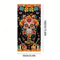 Día de los Muertos door cover banner with colorful sugar skull and flowers 90x180cm - 100D Polyester / Door Cover 24