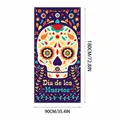 Banner decorativo per porta Giorno dei Morti messicano con design colorato di teschio - Poliestere 100D / Copertura porta 25