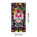 Vibrant Día de los Muertos skull door cover banner for Mexican festival party decoration - 100D Polyester / Door Cover 26
