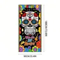 Vibrant Day of the Dead door banner featuring colorful sugar skull and Mexican festive motifs - 100D Polyester / Door Cover 27