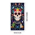 Vibrant Día de los Muertos skull door banner, 90x180cm festive Mexican party decoration - 100D Polyester / Door Cover 28