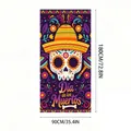 Mexican Day of the Dead party door cover banner featuring colorful sugar skull design - 100D Polyester / Door Cover 29