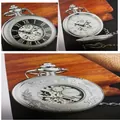 Retro silver double-opening mechanical pocket watch with hollow-out carved design - Mechanical / Picture Style 2