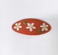 Barrette à cheveux BB ovale brodée de fleurs en tissu orange pour enfants - Pièce Unique / Marron