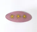 Barrette en tissu rose brodée de motifs marguerites jaunes pour filles - Pièce Unique / Violet