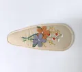 Barrette à cheveux ovale en tissu brodé de fleurs beige pour filles accessoire de coiffure - Pièce Unique / Beige