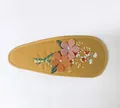 Barrette BB en tissu jaune faite main avec de délicats motifs floraux brodés pour filles - Pièce Unique / Combo jaune