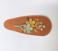 Barrette à cheveux ovale en tissu orange avec broderie florale pour filles et enfants - Pièce Unique / Marron-Orange