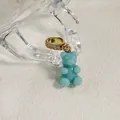 Joli pendentif ours en résine bleu clair avec une bélière dorée sertie de pierres - Ours Vert Foncé