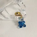 Pendentif ours en résine bleu dégradé avec bélière dorée sertie de cristaux brillants - Ours Bleu Dégradé