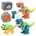 Set di dinosauri giocattolo da smontare con trapano elettrico e gabbia - Ct006-1 Set Arancione Di Tre Dinosauri + Trapano Elettrico + Cacciavite + Gabbia [arancione] 5138 G 065 Kg