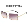 Gafas de sol cuadradas sin montura con montura dorada y lentes degradadas gris-té - Montura Dorada Lentes Gris Té (C14)