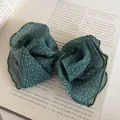 Elegante molletta per capelli con fiocco a pois in rete per uno stile retrò francese - Fiocco a pois verdi