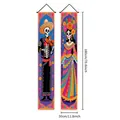 Tag der Toten Türbanner mit farbenfrohen Skelett-Catrina- und Musiker-Illustrationen - Spruchpaar 15 / 100D