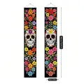 Mexikanische Day of the Dead Türbanner mit bunten Totenköpfen und Blumenmustern - Spruchpaar 25 / 100D