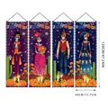Set de 4 banners Día de los Muertos con diseños de calaveras, tamaño 120x40 cm - Gentleman Lady Cowboy Set (4-Piece Set 2) / 100D Polyester 4-Piece Set