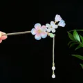Handgefertigte elegante Haarstange im chinesischen Stil mit Blumen und Quasten - Lila Farbverlauf Blume Künstliche Perle Quaste (2709)