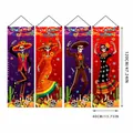 Set mit 4 mexikanischen Day of the Dead Türbannern 120x40cm Skelett Party Dekoration - 4-teiliges Set 3 / 120x40cm / 100D Polyester