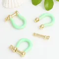 Mint green drip oil copper U-shaped shackle clasp for DIY jewelry necklace and bracelet making - Mint Green