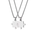Passende Puzzle-Halsketten für Paare aus poliertem Edelstahl in eleganter Silber-Optik - Silberne Halskette Mit Quadratischer Perle