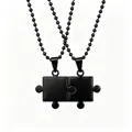 Ensemble de colliers puzzle en acier inoxydable noir pour couples avec chaînes billes - Chaîne à Billes / Noir